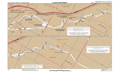 US Army Corps of Engineers Charts 111 and 112 - Illinois River Miles 326.5 - 329.9 and 329.8 - 333.0 digital map