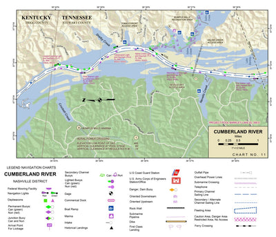US Army Corps of Engineers Cumberland River Chart 11 - Tobaccoport, TN and Fox Hollow digital map