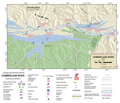 US Army Corps of Engineers Cumberland River Chart 12 - Blue Creek digital map