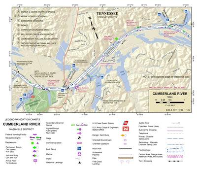 US Army Corps of Engineers Cumberland River Chart 13 - Dover, TN; Fort Donelson & Dover Island digital map
