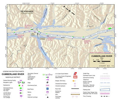 US Army Corps of Engineers Cumberland River Chart 14 - Bear Springs Landing; Bullpasture Creek; North & South Cross Creek digital map