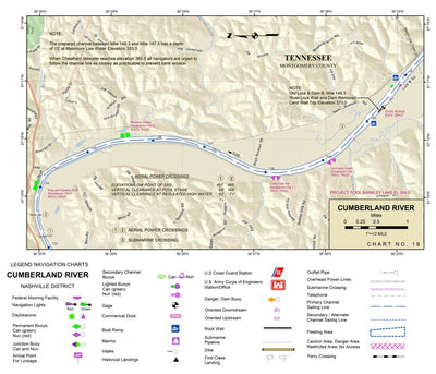 US Army Corps of Engineers Cumberland River Chart 19 - King & Queens Bluff; Hurricane Creek digital map