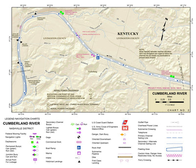 US Army Corps of Engineers Cumberland River Chart 2 - Vicksburg, KY digital map