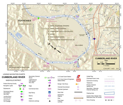 US Army Corps of Engineers Cumberland River Chart 24 - Clees Ferry; Robertson Island digital map