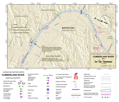 US Army Corps of Engineers Cumberland River Chart 3 - Pinckneyville, KY and Dyersburg, KY digital map