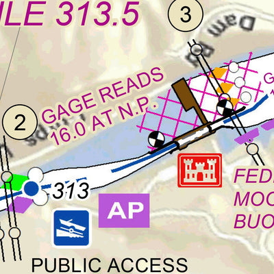 US Army Corps of Engineers Cumberland River Chart 38 - Cordell Hull Lock &Dam; West Point, TN; Defeated Creek; Caney Fork River digital map
