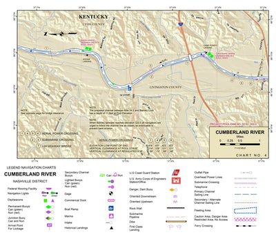 US Army Corps of Engineers Cumberland River Chart 4 - Iuka, KY and Camp Rowdy Landing digital map