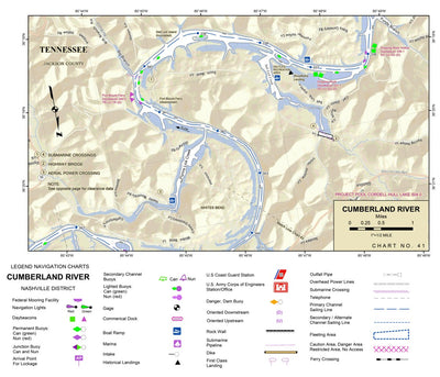 US Army Corps of Engineers Cumberland River Chart 41 - Funds Branch; Salt Lick Creek; Big Branch; Flynns Lick Creek digital map