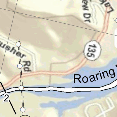 US Army Corps of Engineers Cumberland River Chart 44 - Roaring River; Hurricane Branch; Lock Branch; Pigeon Roost Branch digital map