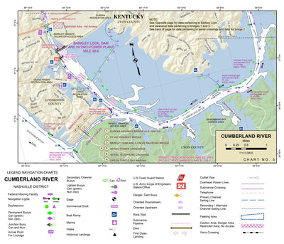 US Army Corps of Engineers Cumberland River Chart 5 - Barkley Lock and Dam, Grand Rivers, KY digital map