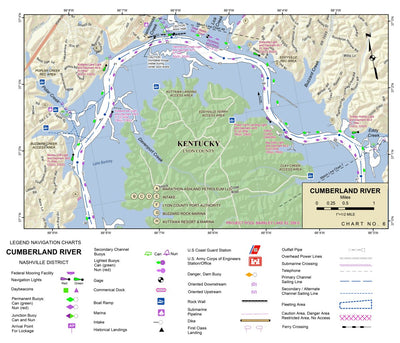 US Army Corps of Engineers Cumberland River Chart 6 - Kuttawa, KY; Eddyville, KY digital map