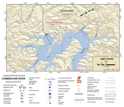 US Army Corps of Engineers Cumberland River Chart 62 - Obey River digital map