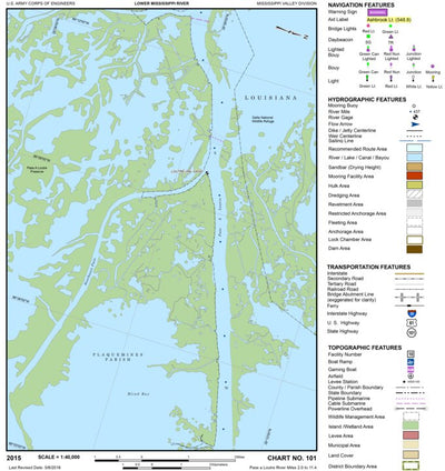 US Army Corps of Engineers Lower Mississippi Chart 101 - Pass a Loutre River Mile 2.0 to 11.4 digital map