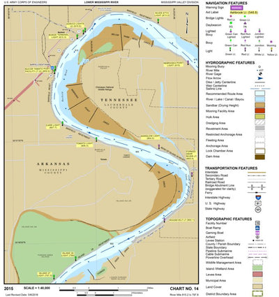 US Army Corps of Engineers Lower Mississippi Chart 14 - River Mile 815.2 to 797.8 digital map