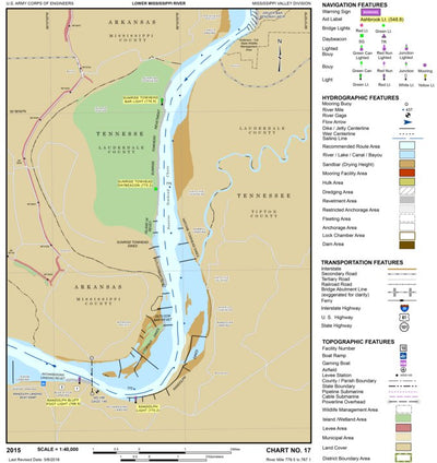 US Army Corps of Engineers Lower Mississippi Chart 17 - River Mile 779.5 to 767.1 digital map