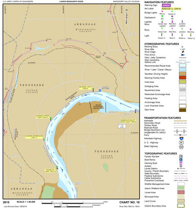 US Army Corps of Engineers Lower Mississippi Chart 18 - River Mile 768.9 to 760.6 digital map