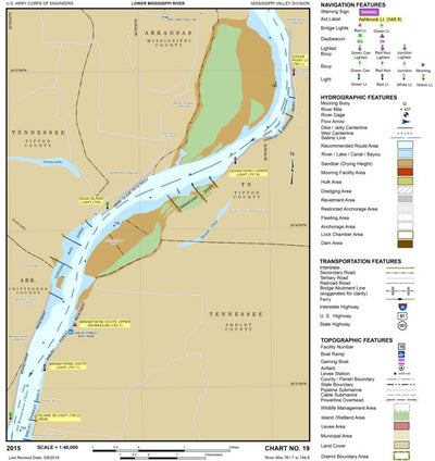 US Army Corps of Engineers Lower Mississippi Chart 19 - River Mile 761.7 to 749.8 digital map