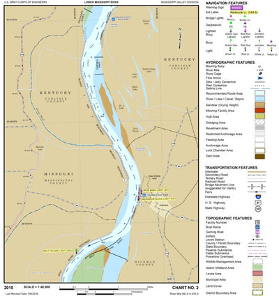 US Army Corps of Engineers Lower Mississippi Chart 2 - River Mile 943.8 to 933.0 digital map
