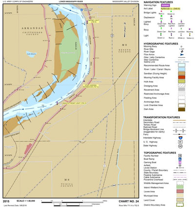 US Army Corps of Engineers Lower Mississippi Chart 24 - River Mile 711.4 to 702.8 digital map