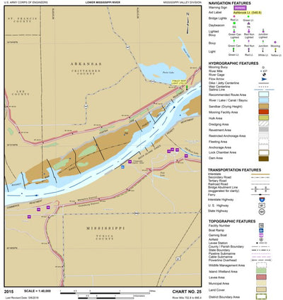 US Army Corps of Engineers Lower Mississippi Chart 25 - River Mile 702.8 to 695.4 digital map