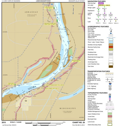 US Army Corps of Engineers Lower Mississippi Chart 29 - River Mile 660.9 to 650.2 digital map