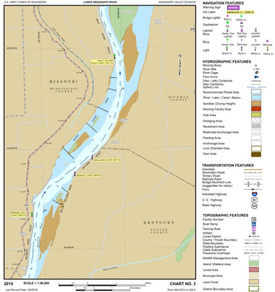 US Army Corps of Engineers Lower Mississippi Chart 3 - River Mile 933.0 to 922.6 digital map
