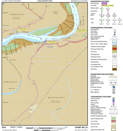 US Army Corps of Engineers Lower Mississippi Chart 33 - River Mile 614.8 to 607.0 digital map