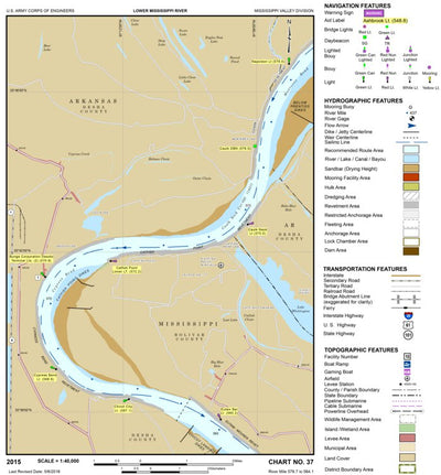 US Army Corps of Engineers Lower Mississippi Chart 37 - River Mile 578.7 to 564.1 digital map