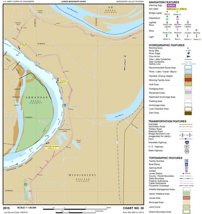 US Army Corps of Engineers Lower Mississippi Chart 38 - River Mile 565.9 to 557.6 digital map