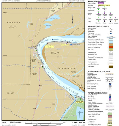 US Army Corps of Engineers Lower Mississippi Chart 39 - River Mile 558.0 to 548.5 digital map