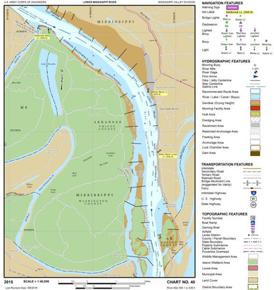 US Army Corps of Engineers Lower Mississippi Chart 40 - River Mile 550.1 to 538.5 digital map