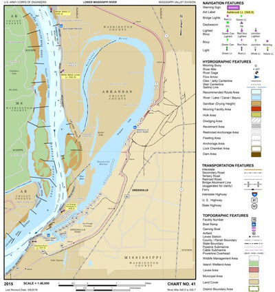 US Army Corps of Engineers Lower Mississippi Chart 41 - River Mile 545.5 to 535.7 digital map
