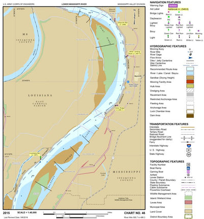 US Army Corps of Engineers Lower Mississippi Chart 46 - River Mile 500.7 to 488.3 digital map