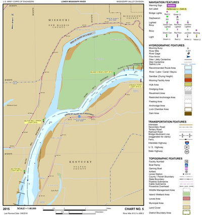 US Army Corps of Engineers Lower Mississippi Chart 5 - River Mile 915.5 - 906.0 digital map