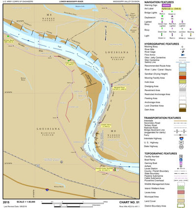 US Army Corps of Engineers Lower Mississippi Chart 51 - River Mile 452.9 to 441.1 digital map