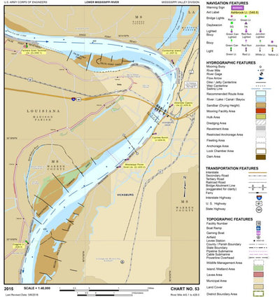 US Army Corps of Engineers Lower Mississippi Chart 53 - River Mile 443.1 to 428.0 digital map