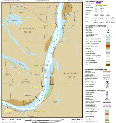 US Army Corps of Engineers Lower Mississippi Chart 54 - River Mile 429.4 to 417.6 digital map