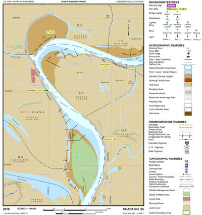 US Army Corps of Engineers Lower Mississippi Chart 55 - River Mile 420.1 406.7 digital map
