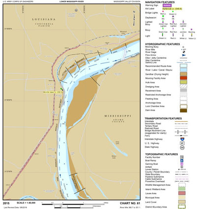 US Army Corps of Engineers Lower Mississippi Chart 61 - River Mile 360.7 to 351.1 digital map