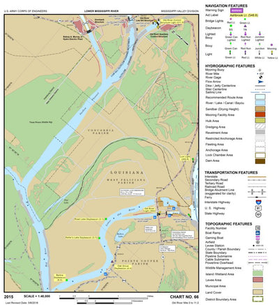 US Army Corps of Engineers Lower Mississippi Chart 66 - Old River Mile 0 to 11.0 digital map
