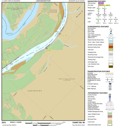 US Army Corps of Engineers Lower Mississippi Chart 69 - River Mile 292.6 to 284.6 digital map