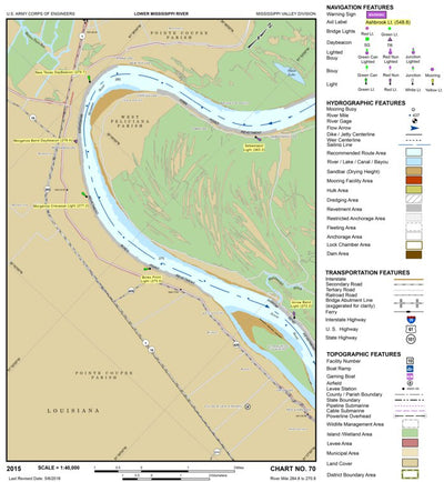 US Army Corps of Engineers Lower Mississippi Chart 70 - River Mile 284.6 to 270.8 digital map