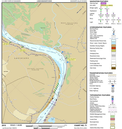 US Army Corps of Engineers Lower Mississippi Chart 71 - River Mile 270.8 to 259.6 digital map