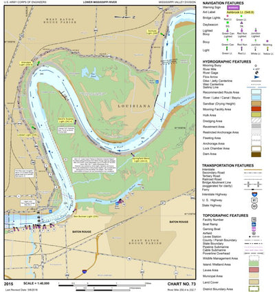 US Army Corps of Engineers Lower Mississippi Chart 73 - River Mile 250.4 to 232.7 digital map