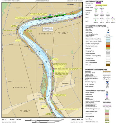 US Army Corps of Engineers Lower Mississippi Chart 79 - River Mile 161.7 to 148.0 digital map