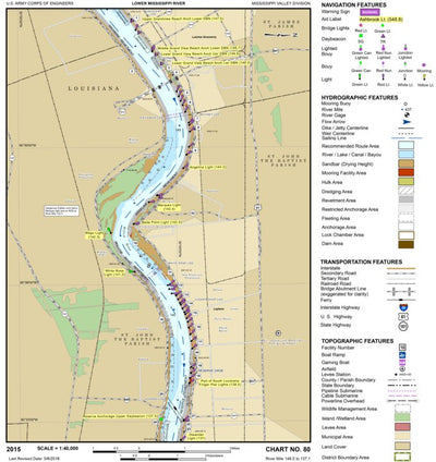 US Army Corps of Engineers Lower Mississippi Chart 80 - River Mile 148.0 to 137.1 digital map
