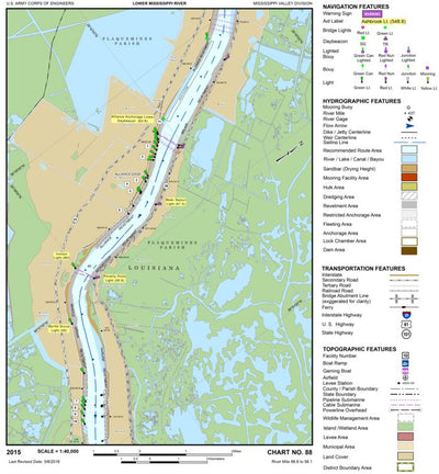 US Army Corps of Engineers Lower Mississippi Chart 88 - River Mile 66.6 to 56.1 digital map