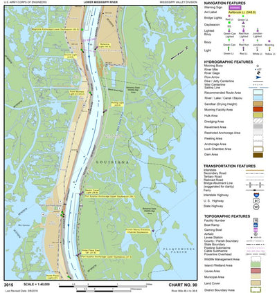 US Army Corps of Engineers Lower Mississippi Chart 90 - River Mile 46.4 to 36.6 digital map