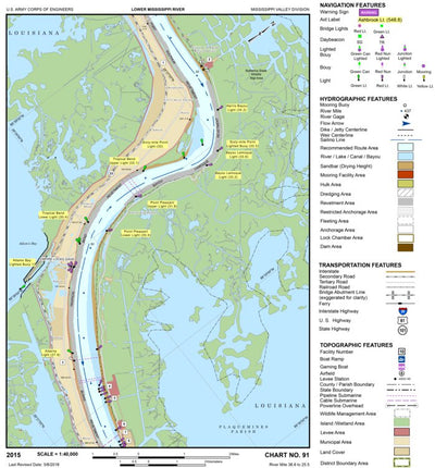 US Army Corps of Engineers Lower Mississippi Chart 91 - River Mile 36.6 to 25.5 digital map