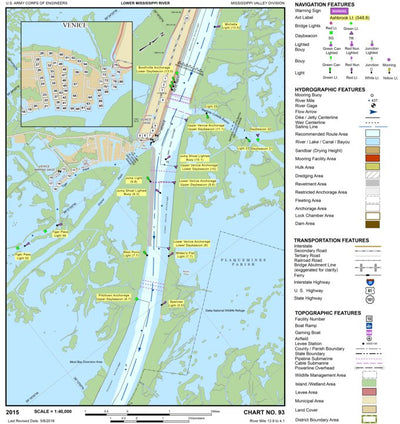 US Army Corps of Engineers Lower Mississippi Chart 93 - River Mile 13.9 to 4.1 digital map